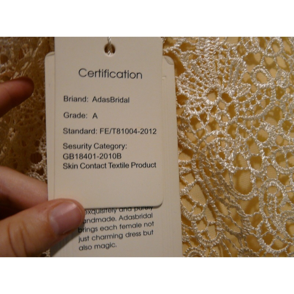 Ada's‎ Bridal Dress Yellow Crochet Lace Short Lined Size 38" Bust 28" Length NWT - Picture 4 of 9